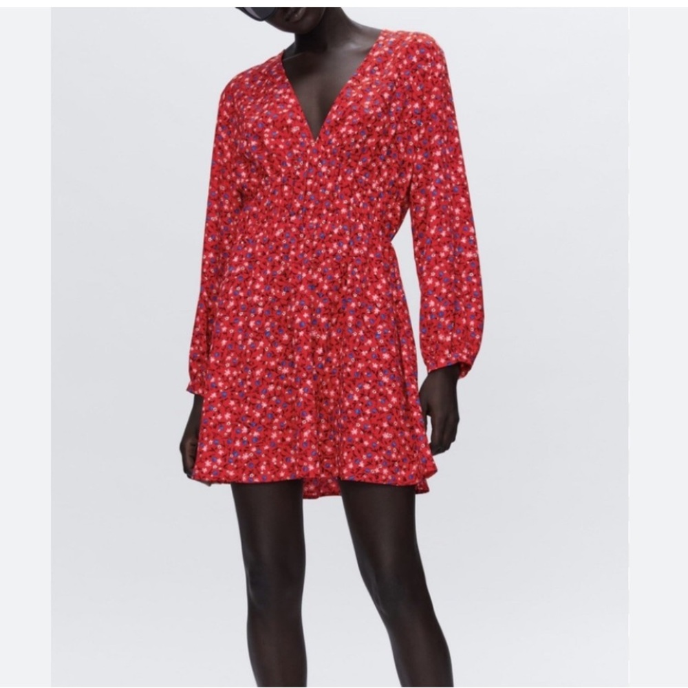 Zara Red Floral Mini Dress